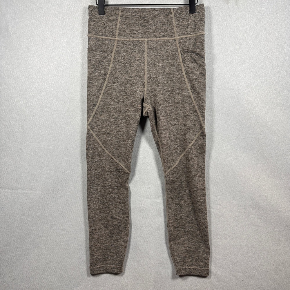 Joy Lab Womens High Waisted Space Dye Leggings Brown Heathered Pockets Medium